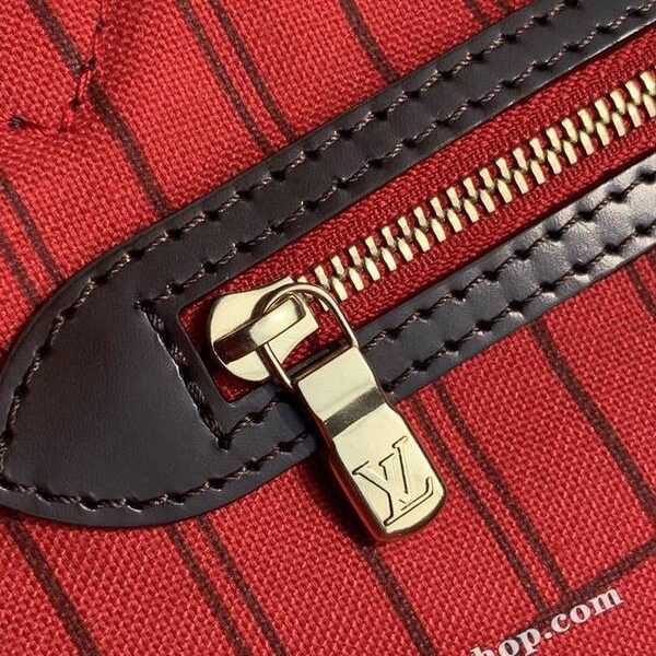 高仿名牌包原單NEVERFULL 小號購物袋N41359紅裏Damier Azur 帆布hhlv11593
