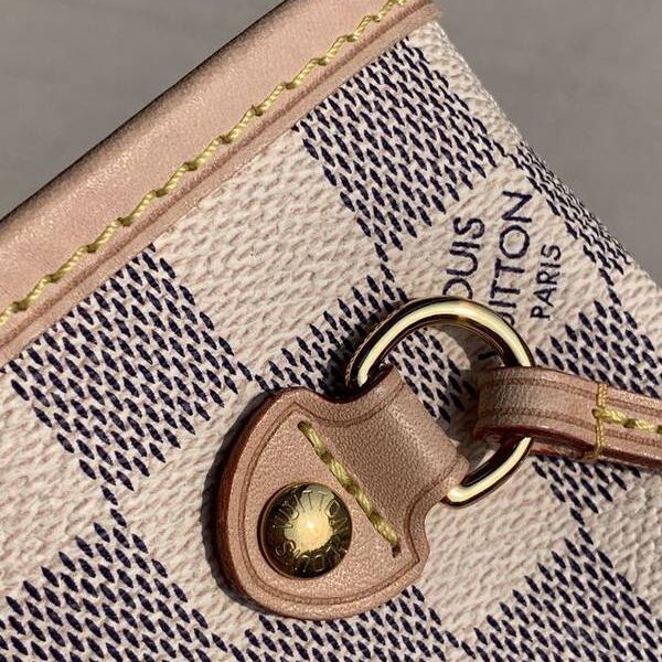 高仿包包批發原單NEVERFULL小號購物袋 N41363粉裏Damier Azur 帆布hhlv11594