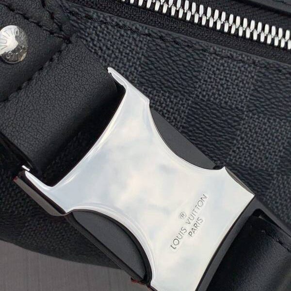 頂級高仿原單 N40362 CAMPUS腰包Campus 腰包Damier Graphite 塗層帆布黑格黑皮男士腰包胸包hhlv11604