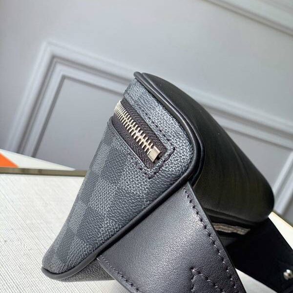 頂級高仿原單 N40362 CAMPUS腰包Campus 腰包Damier Graphite 塗層帆布黑格黑皮男士腰包胸包hhlv11604
