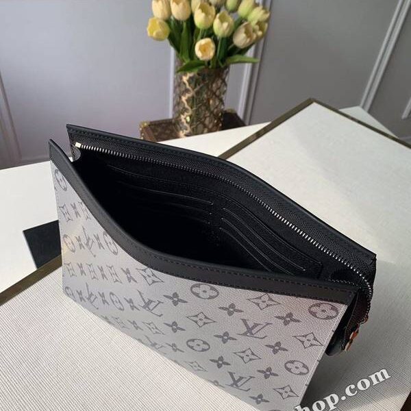 最高等級M61692 銀花全新標誌性銀色Monogram Eclipse帆布全新Pochette Voyage中號手袋hhlv11606
