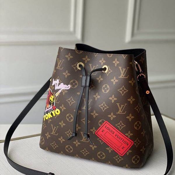 高仿名牌包頂級原単Louis VuittonM44020絲印新潮水桶包Neonoe柔軟Monogram帆布hhlv11675