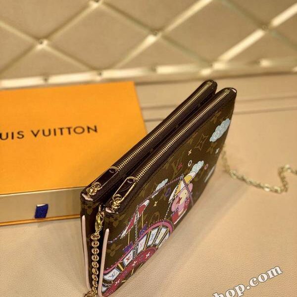 奢侈品1：1原單 M63905 雲朵雙包胎POCHETTE DOUBLE ZIP 鏈條包Damier Ebene 帆布hhlv11687