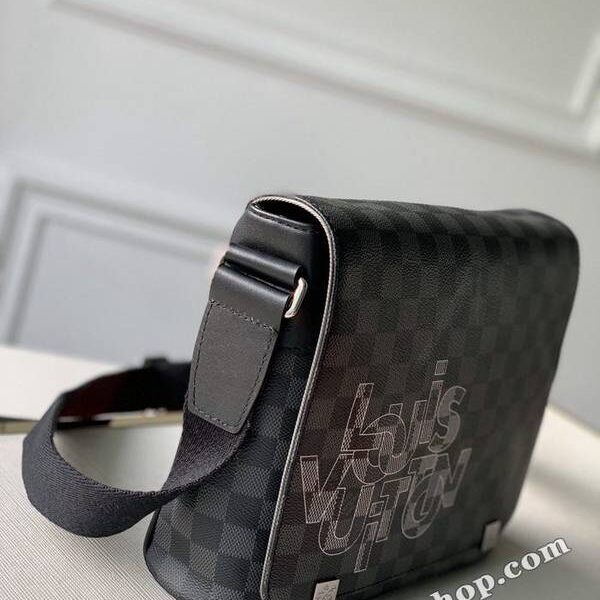 高仿網台灣頂級原單N40272 頂級原單 District 小號郵差包Damier Graphite 帆布hhlv11731