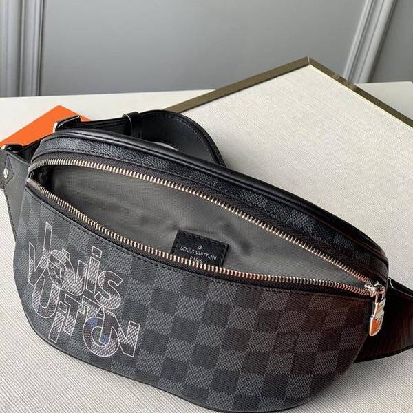奢侈品1：1頂級原單 N40295黑格絲印CAMPUS 腰包Damier Graphite 塗層帆布hhlv11732