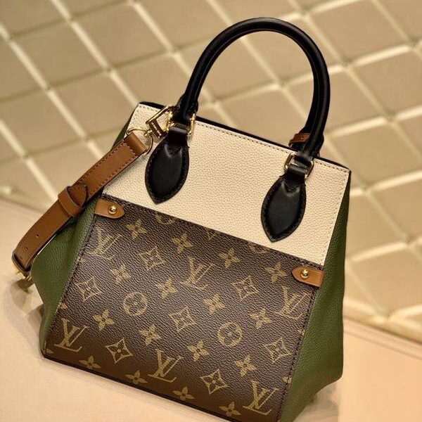 高仿頂級原單M45388白綠Fold Tote 小號手袋Monogram 帆布深染小牛皮hhlv11741
