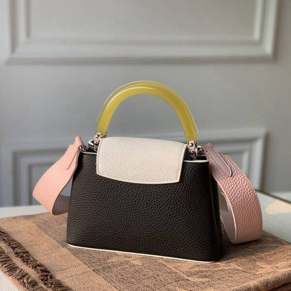 頂級高仿原單 M56072白配黑mini Capucines手袋Taurillon 皮革hhlv11862