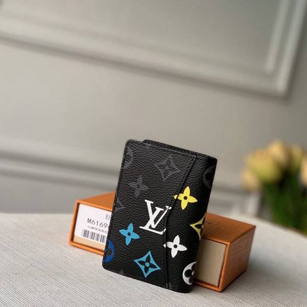 高仿精品原單M61696 彩虹黑花 Louis vuitton hhi 帆布袋裝錢包hhlv11996