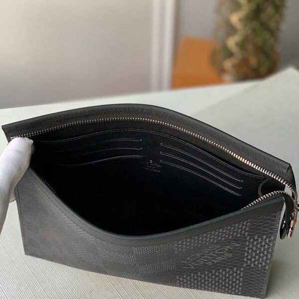 A貨之家原單N41696POCHETTE VOYAGE 中號手袋Damier Graphite格紋塗層帆布hhlv12036