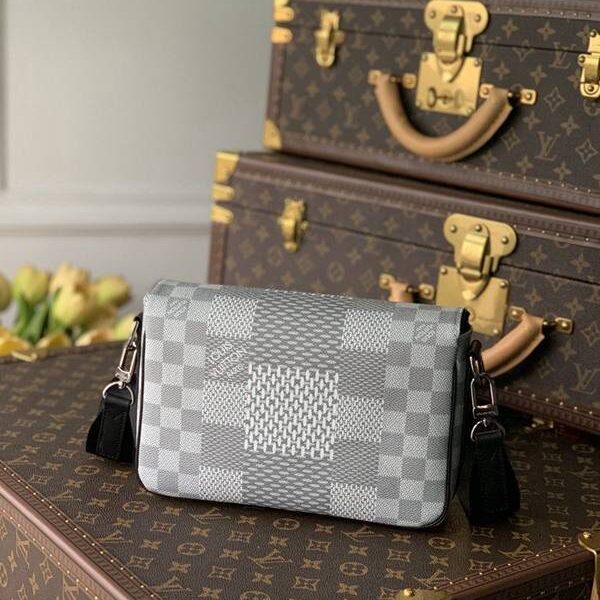 頂級原單lvN20206 Studio 郵差包Damier Graphite 3D 帆布hhlv12079