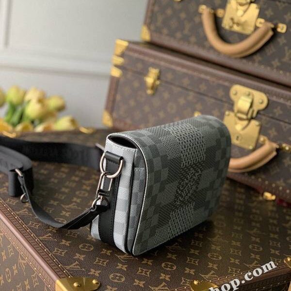 頂級原單lvN20206 Studio 郵差包Damier Graphite 3D 帆布hhlv12079