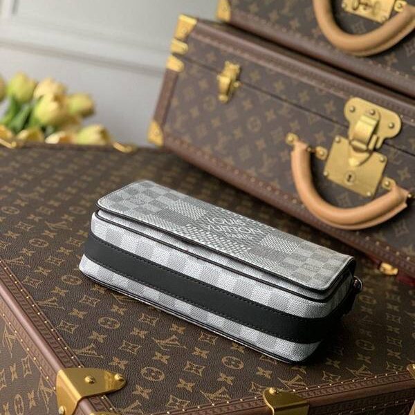 頂級原單lvN20206 Studio 郵差包Damier Graphite 3D 帆布hhlv12079