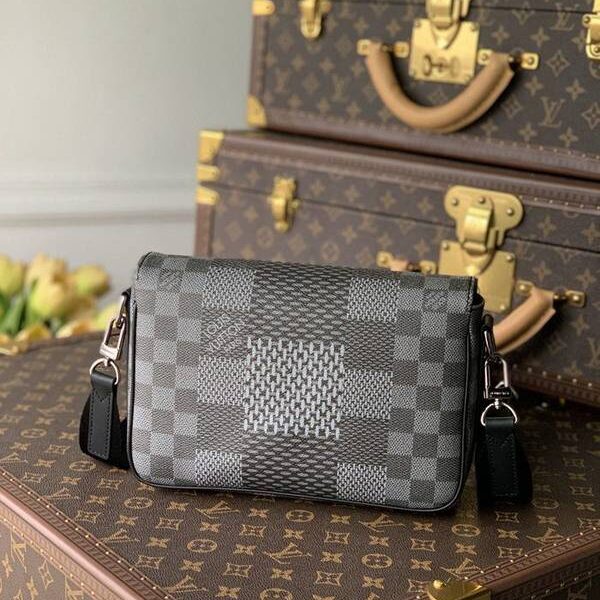 高仿LV Studio郵差包Damier Graphite 3D 帆布