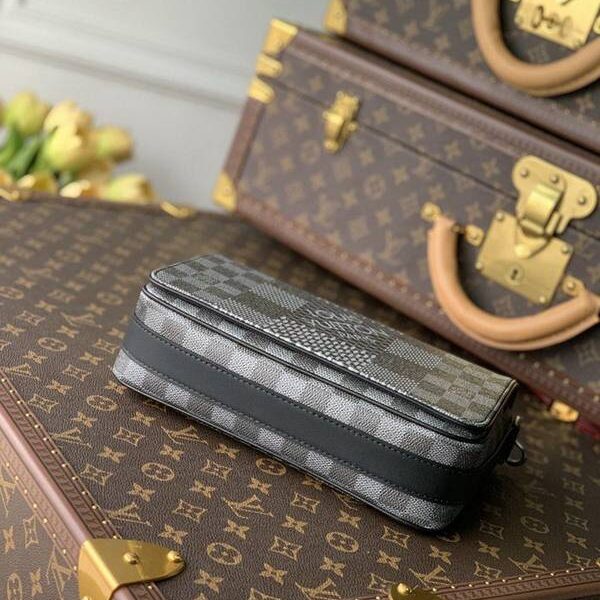 高仿LV Studio郵差包Damier Graphite 3D 帆布