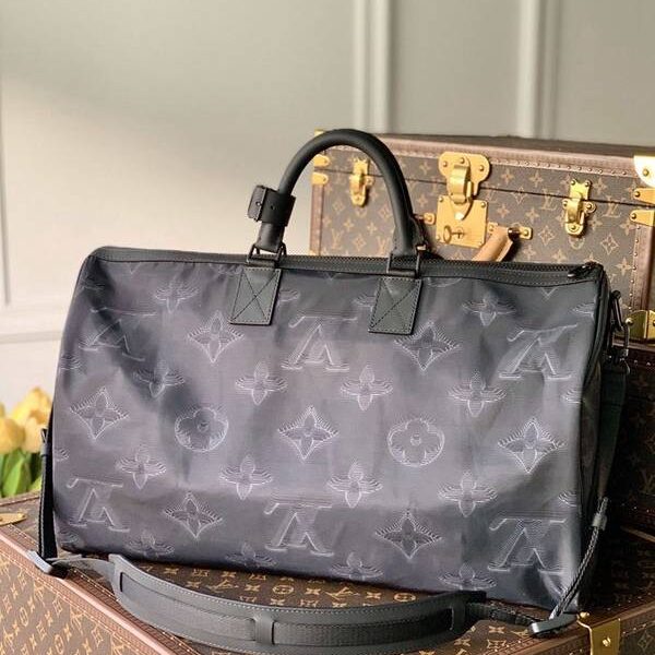 高仿包包批發原單REVERSIBLE KEEPALL BANDOULIèRE 50 旅行袋M45602 一面為綠色，另一面為灰色和黑色hhlv12082
