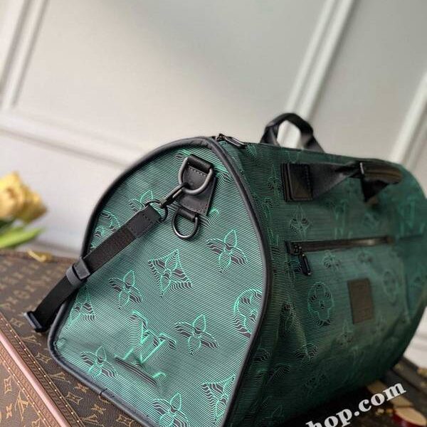 高仿包包批發原單REVERSIBLE KEEPALL BANDOULIèRE 50 旅行袋M45602 一面為綠色，另一面為灰色和黑色hhlv12082