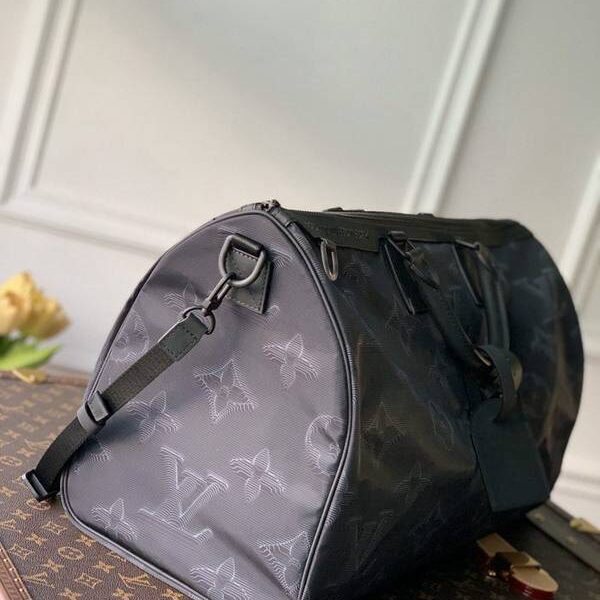 高仿包包批發原單REVERSIBLE KEEPALL BANDOULIèRE 50 旅行袋M45602 一面為綠色，另一面為灰色和黑色hhlv12082