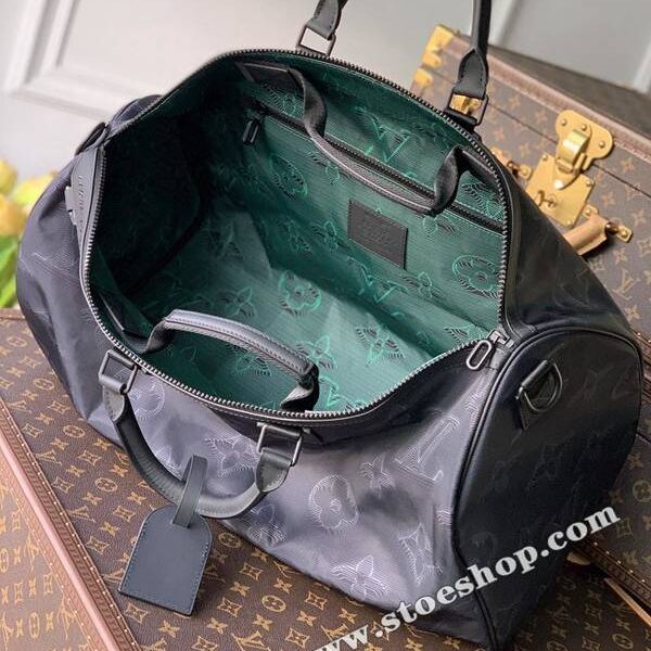 高仿包包批發原單REVERSIBLE KEEPALL BANDOULIèRE 50 旅行袋M45602 一面為綠色，另一面為灰色和黑色hhlv12082