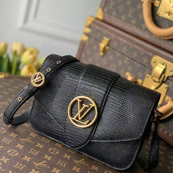 奢侈品M55948蜥蜴紋 黑色 lv Pont 9 手袋hhlv12090