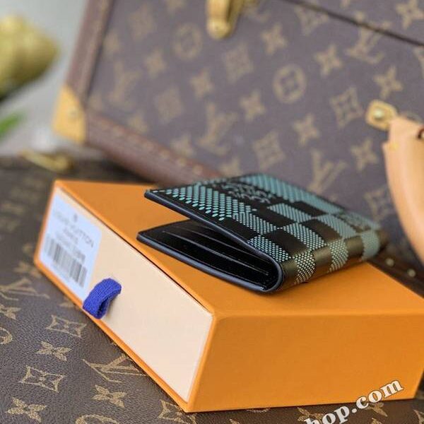 高仿包N60441綠格黑大格口袋錢夾取材Damier Distorted 帆布hhlv12130
