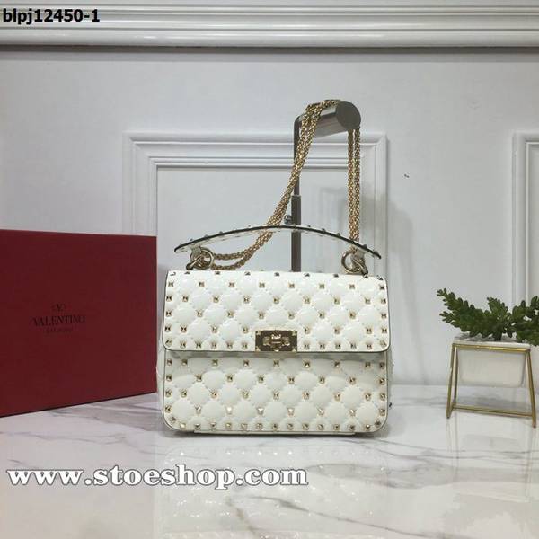 奢侈品1：1Valentino華倫天奴款女士挎包GARAVANI ROCKSTUD SPIKE 中號範冰冰同款手袋包袋柔軟小羊皮菱格紋刺繡blpj12450