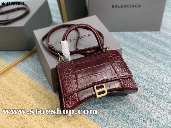 高仿包包批發balenciaga酒紅鱷魚紋沙漏包Hourglass鱷魚紋沙漏包blpj12670