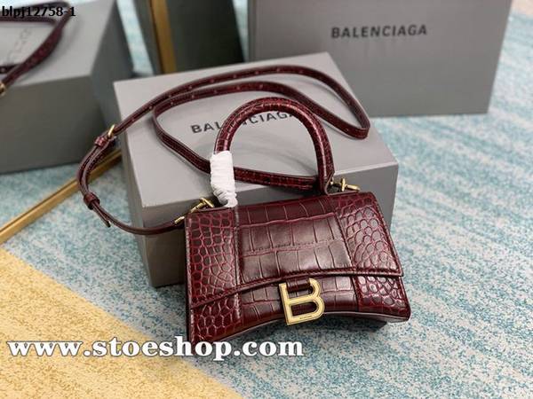 奢侈品balenciaga酒紅鱷魚紋沙漏包牛皮blpj12758