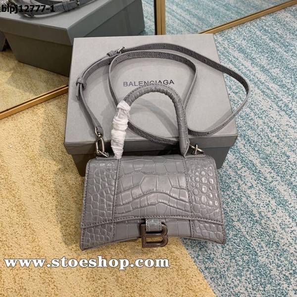 高仿名牌包balenciaga灰色鱷魚紋沙漏包Hourglass沙漏包牛皮blpj12777
