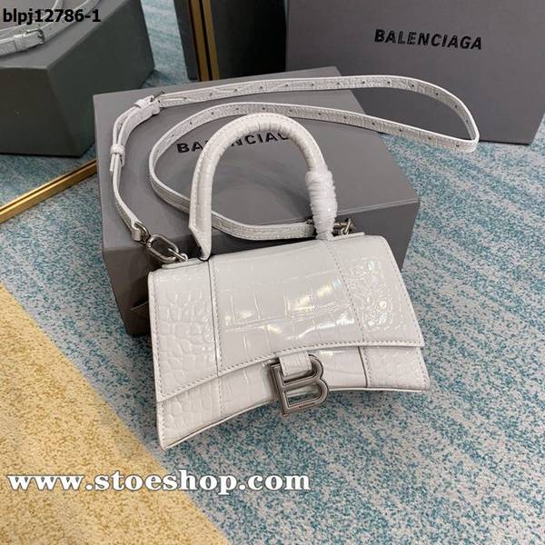 A貨之家balenciaga冰白鱷魚紋沙漏包Hourglass沙漏包牛皮blpj12786