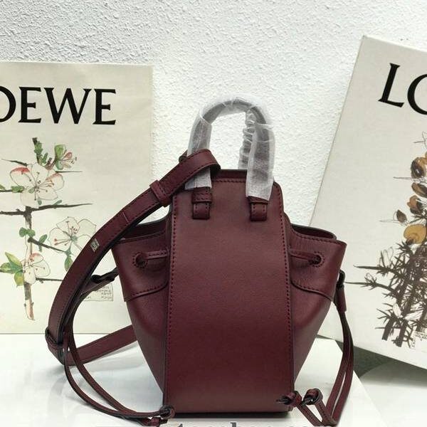 a貨LOEWE酒紅平紋皮mini hammock bag吊床包全牛皮blpj12864