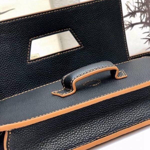 最高等級LOEWEBarcelona bag黑色柔軟珠地小牛皮搭配經典撞色小牛皮blpj13033 11 最高等級LOEWEBarcelona bag黑色柔軟珠地小牛皮搭配經典撞色小牛皮blpj13033
