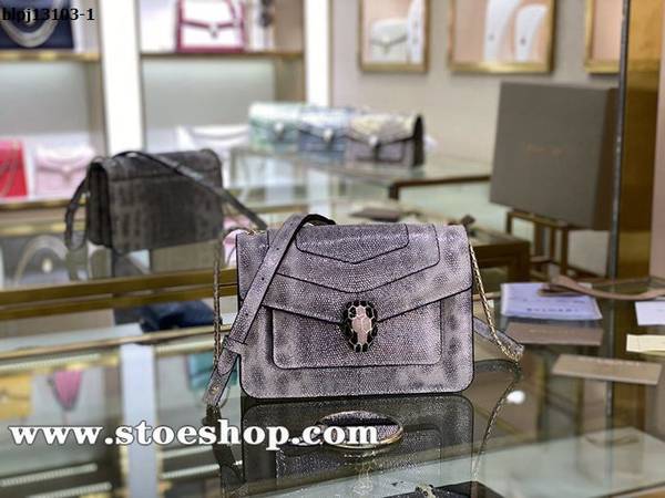高仿包包批發BVLGARI新品蛇頭包銀粉蛇“Serpenti Forever”系列mini款斜挎包blpj13103