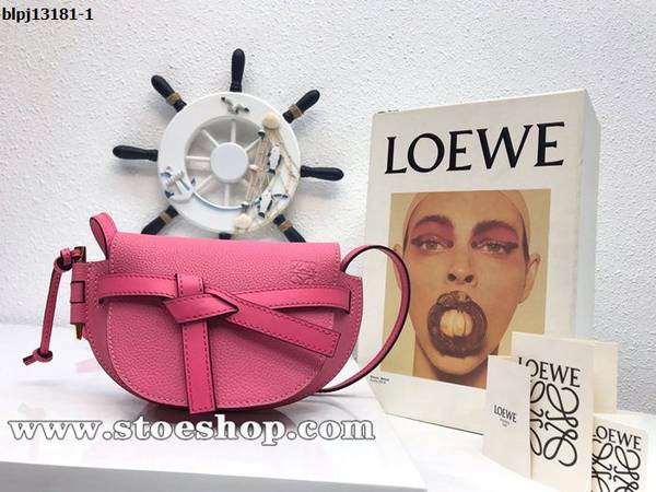 經典款A貨LOEWE荔枝紋薔薇粉羅意威專櫃最新款迷你馬鞍包頂級進口小牛皮blpj13181