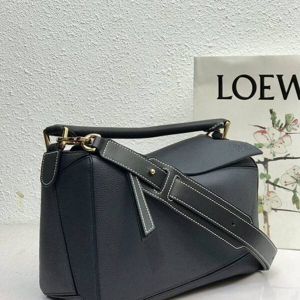 高仿名牌包LOEWE荔枝午夜藍Puzzle 羅意威進口西班牙小牛皮blpj13274