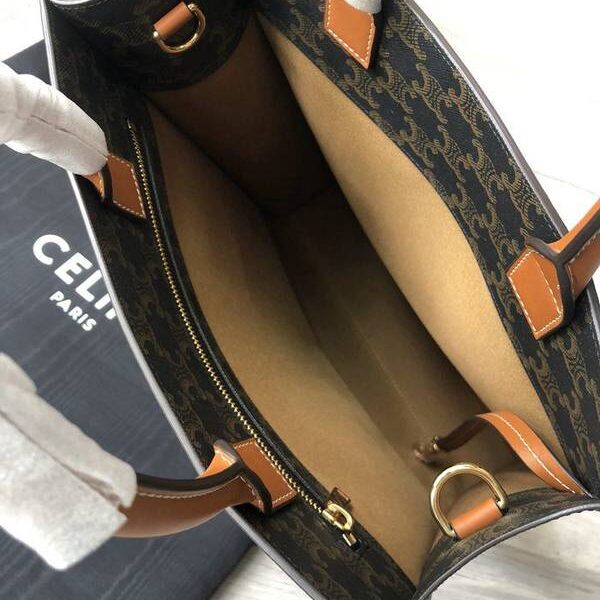最高等級A貨celine黃褐色塗層帆布小牛皮手提斜跨肩背blpj13473
