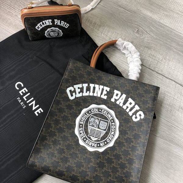 最高等級A貨celine黃褐色塗層帆布小牛皮手提斜跨肩背blpj13473