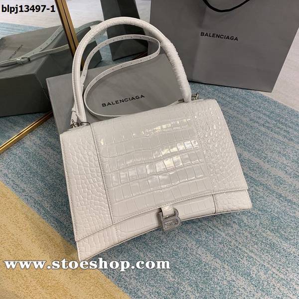 頂級高仿balenciaga黑色沙漏包Hourglass鱷魚紋沙漏包牛皮質感blpj13497