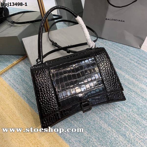 頂級原單balenciaga黑色沙漏包Hourglass鱷魚紋沙漏包牛皮質感blpj13498
