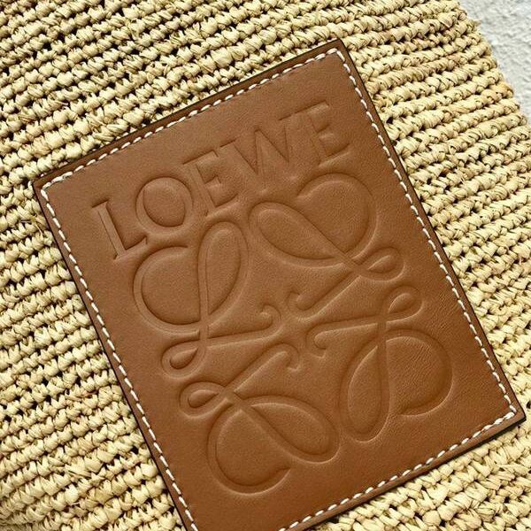 最高等級LOEWE酒椰纖維和小牛皮 Slit 手袋多功能手提袋Anagram壓紋補丁blpj13513