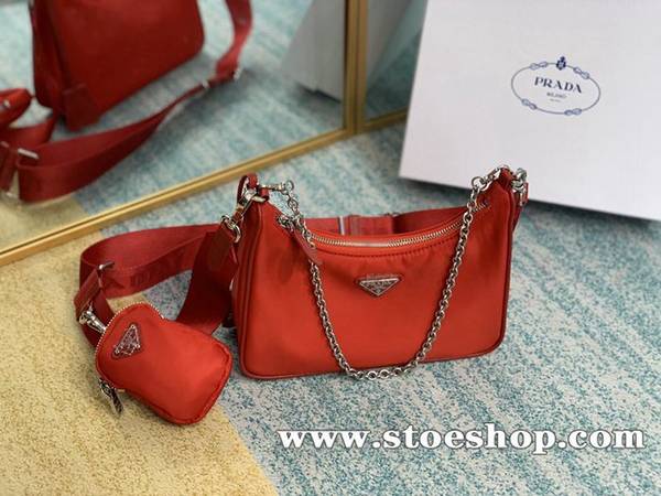 奢侈品1:1prada紅色頂級原單Prada新款nylon Hobo手拎/腋下包blpj13625 3 奢侈品1:1prada紅色頂級原單Prada新款nylon Hobo手拎/腋下包blpj13625