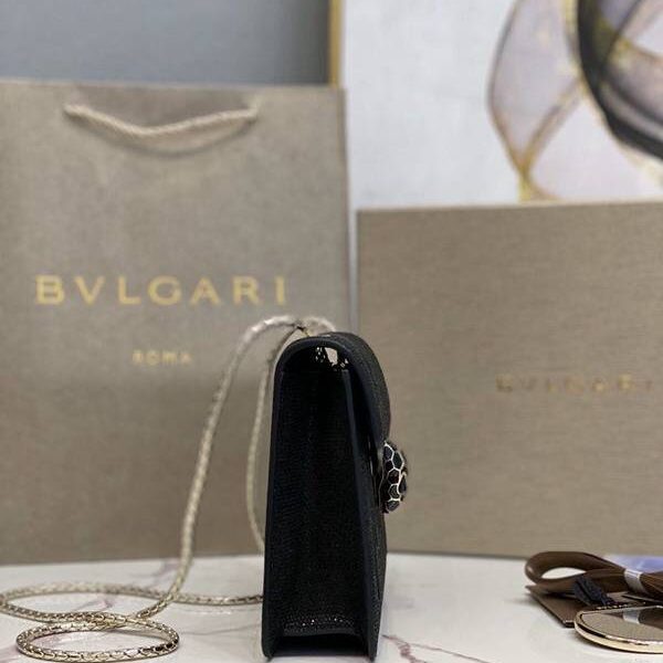 a貨BVLGARI專櫃同步新款蛇皮系列283558【黑色】採用進口蛇皮blpj13655