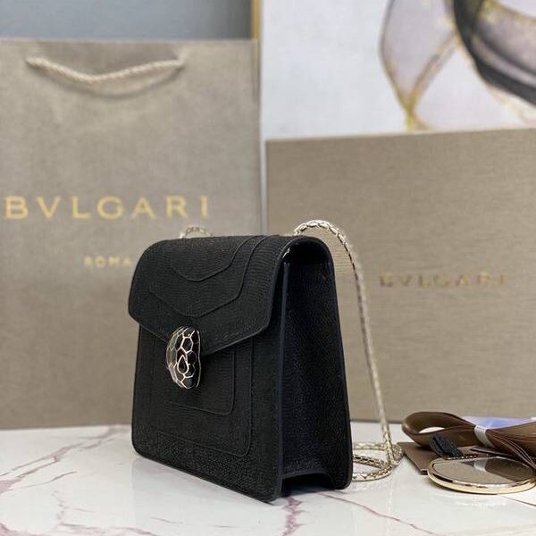 a貨BVLGARI專櫃同步新款蛇皮系列283558【黑色】採用進口蛇皮blpj13655