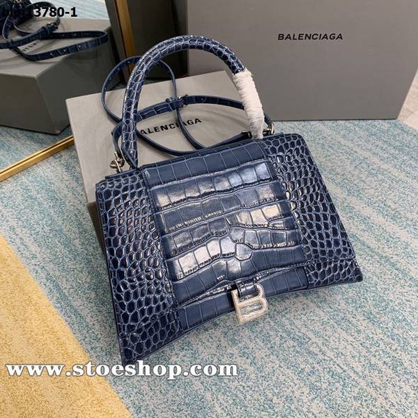 高仿名牌包balenciaga午夜藍鱷魚紋沙漏包Hourglass鱷魚紋沙漏包blpj13780
