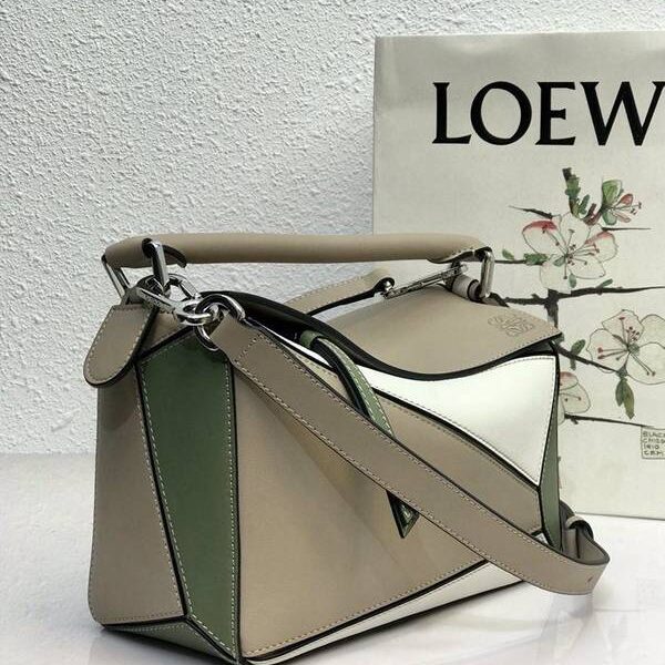 高仿包包批發LOEWEPuzzle small 拼色10172杏/綠blpj13826