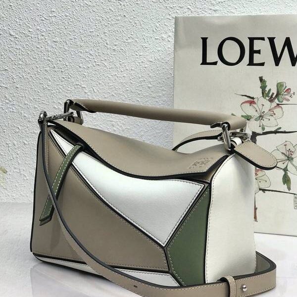 高仿包包批發LOEWEPuzzle small 拼色10172杏/綠blpj13826