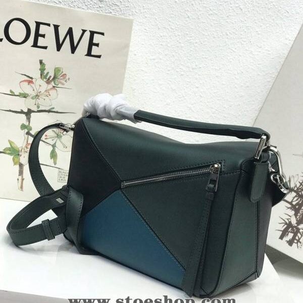 a貨LOEWE墨綠拼Puzzle 羅意威進口西班牙小牛皮blpj13832