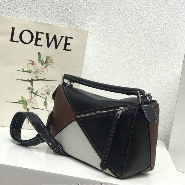 最高等級LOEWE黑拼褐色Puzzle 羅意威進口西班牙小牛皮blpj13838