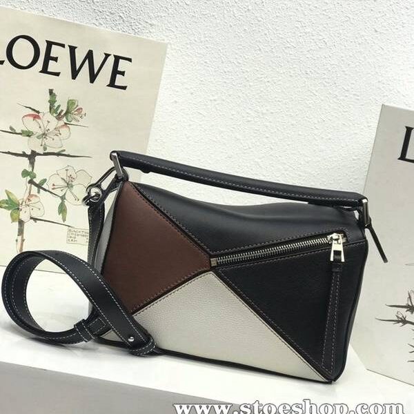 最高等級LOEWE黑拼褐色Puzzle 羅意威進口西班牙小牛皮blpj13838