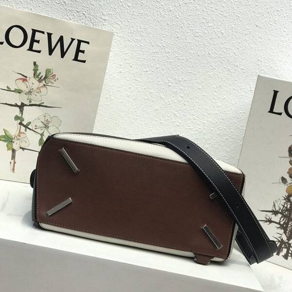 高仿名牌包LOEWE黑拼褐色Puzzle 羅意威進口西班牙小牛皮blpj13839