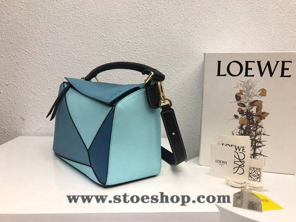 奢侈品1:1LOEWE淺藍拼色Puzzle 羅意威進口西班牙小牛皮blpj13851 2 奢侈品1:1LOEWE淺藍拼色Puzzle 羅意威進口西班牙小牛皮blpj13851